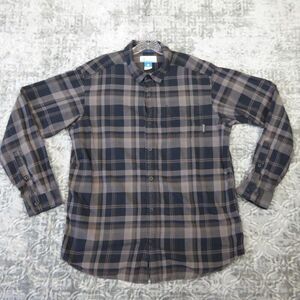 Columbia Shirt Mens Large Gray Plaid Long Sleeve Casual Outdoors Adult Pocket